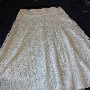Ashley Blue White Skirt w/Lace Overlay Sz S